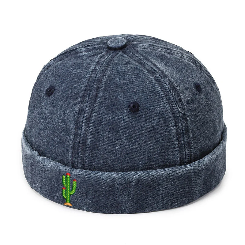 

Embroidery Mini Cactus Skullcap Hip Hop Beanie Street Hat Men Women Spring Brimless Baggy Melon Cap Cuff Docker Fisherman Hats