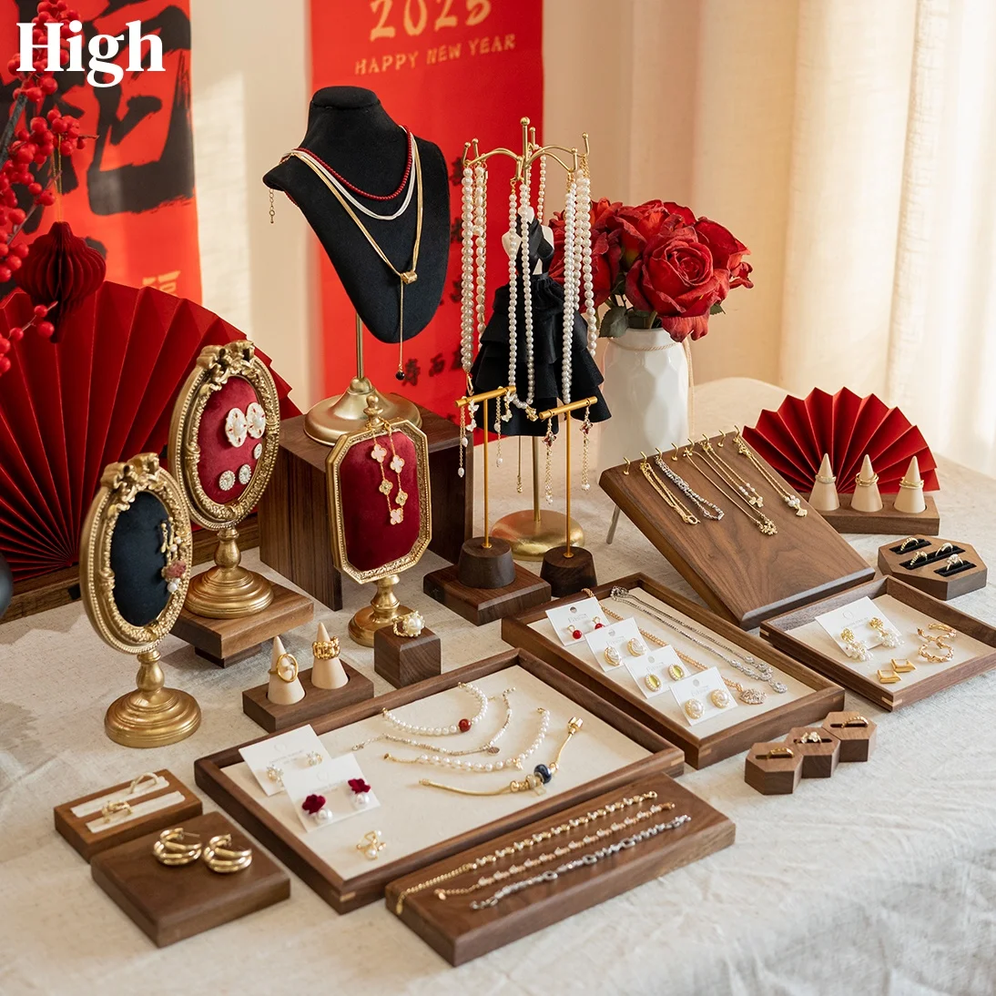 

Vintage Photo Frame Jewelry Display Stand with Tray - Necklace, Earring & Bracelet Holder Organizer for Countertop Showcase Phot