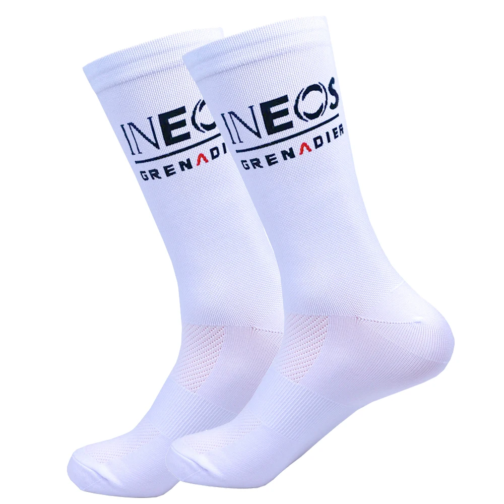 Neue weiße UAE Team FDJ Radsocken, rutschfeste Fußballsocken, gepolstert, atmungsaktiv, für Laufen, Basketball, Fahrrad, Sport, Grip-Socken