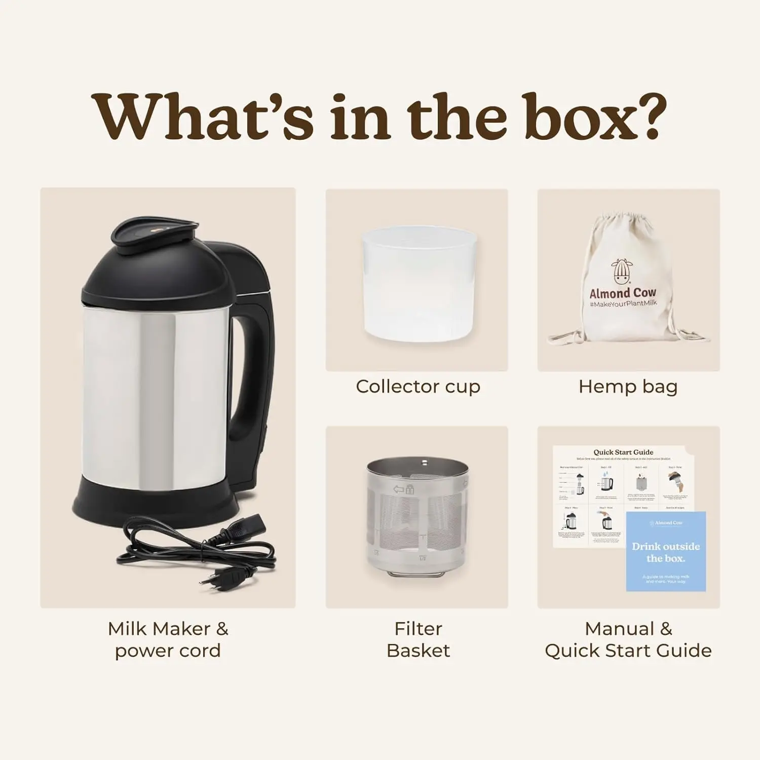 Nut Milk Maker Machine, Plant-Based Milk Maker for Almond, Oat, Cashew, Soy Milk, Stainless Steel, No Straining Needed - Makes 5