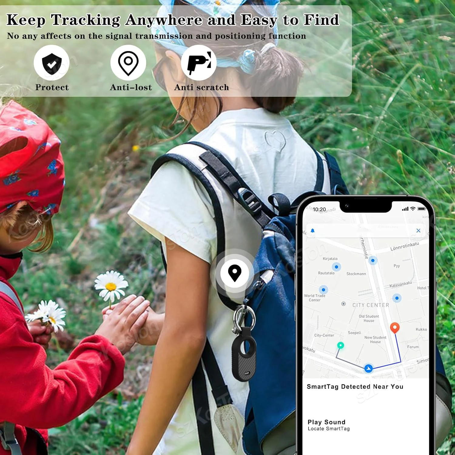 voor Samsung SmartTag 2 TPU beschermhoes mini GPS Tracker beschermhoes met sleutelhanger voor SmartTag 2 sleutel, rugzak, portemonnee, kind