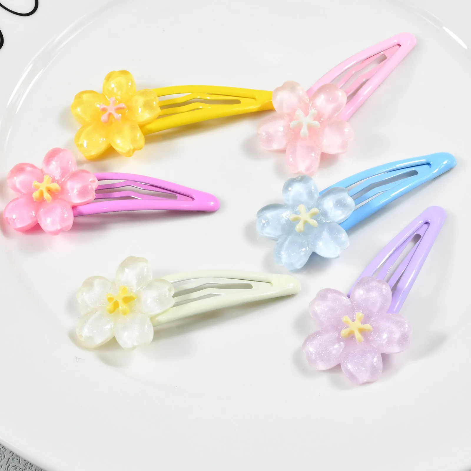 4Pcs/Set Multicolor BB Hair Clips Sweet Flowers Shape Women Side Clips For Daliy Life