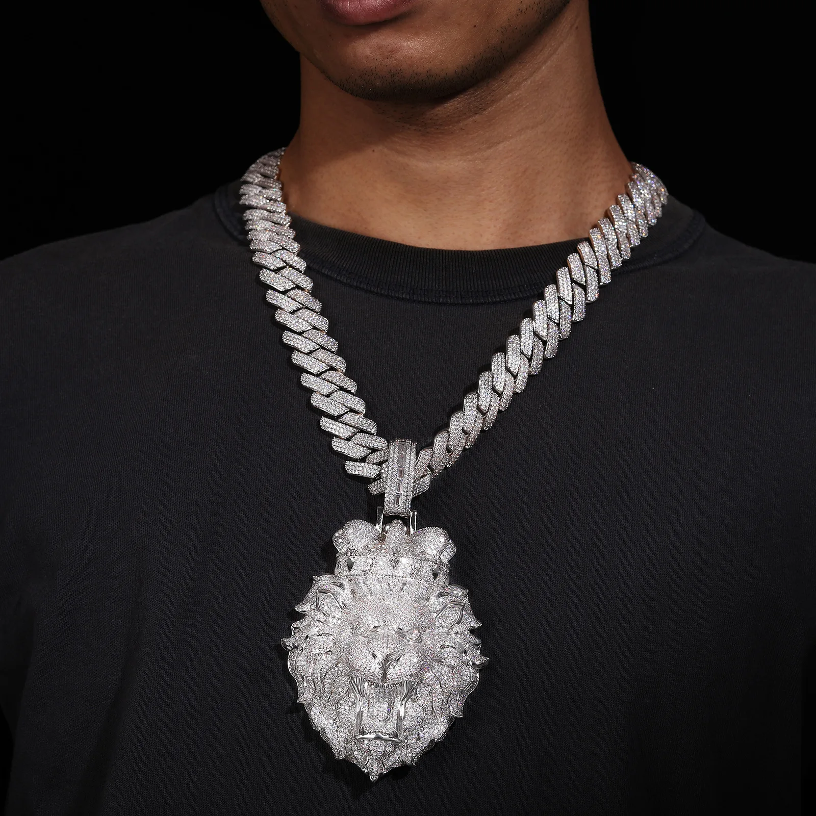 

Мужской кулон-корона с львом 3D, инкрустированный фианитами 5А, в стиле хип-хоп, эффектное персонализированное украшение