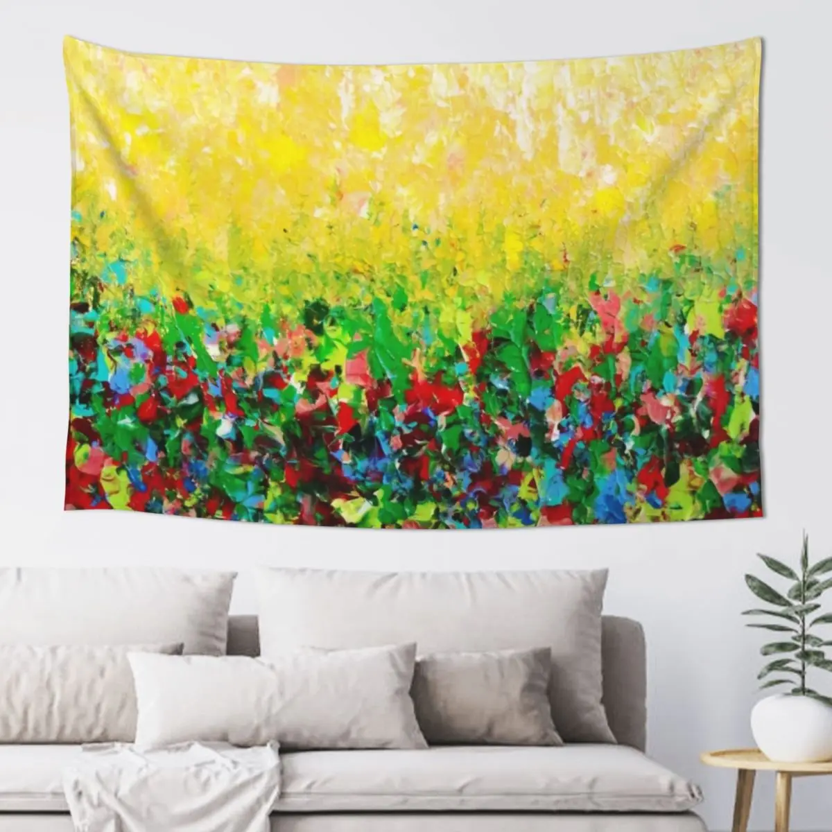 NATURE'S LIVING ROOM - Gorgeous Bright Bold Nature Wildflower Field Landscape Abstract Art Tapestry