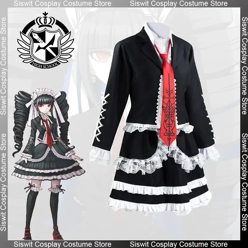 

Anime Dangaronpa Celestia Ludenberg Cosplay Costume School Uniforms Socks Tie Full Set Gothic Lolita Outfits Carnival Dress Up