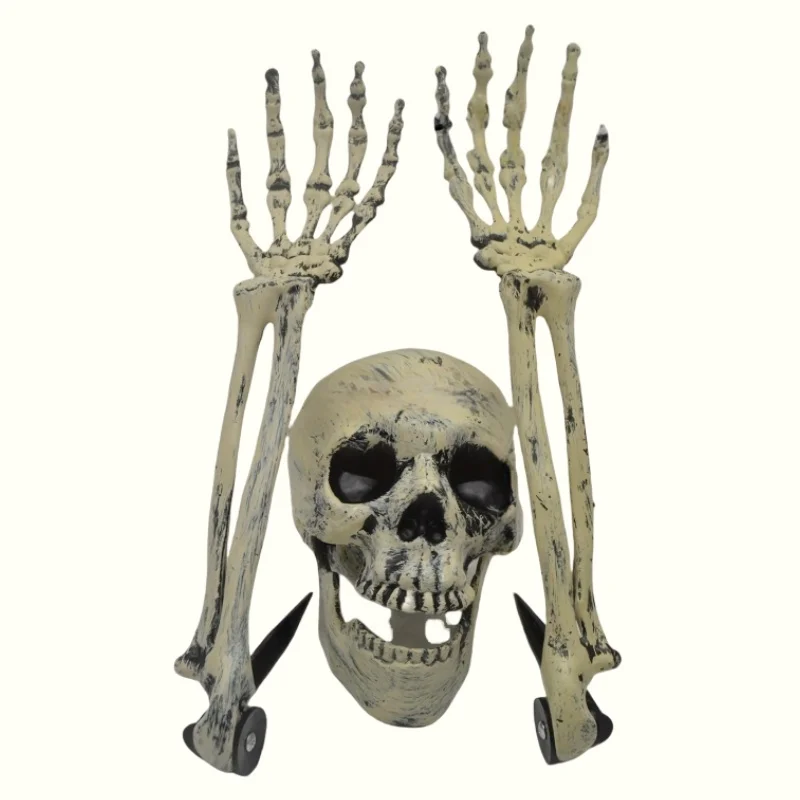 1/6 Stück Skelett-Knochen-Garten-Bodenstecker, Totenkopf-Kopf und Hand für Halloween, Haus, Hof, Bodeneinsatz, Urlaub, Party, Dekoration, Geisterhand