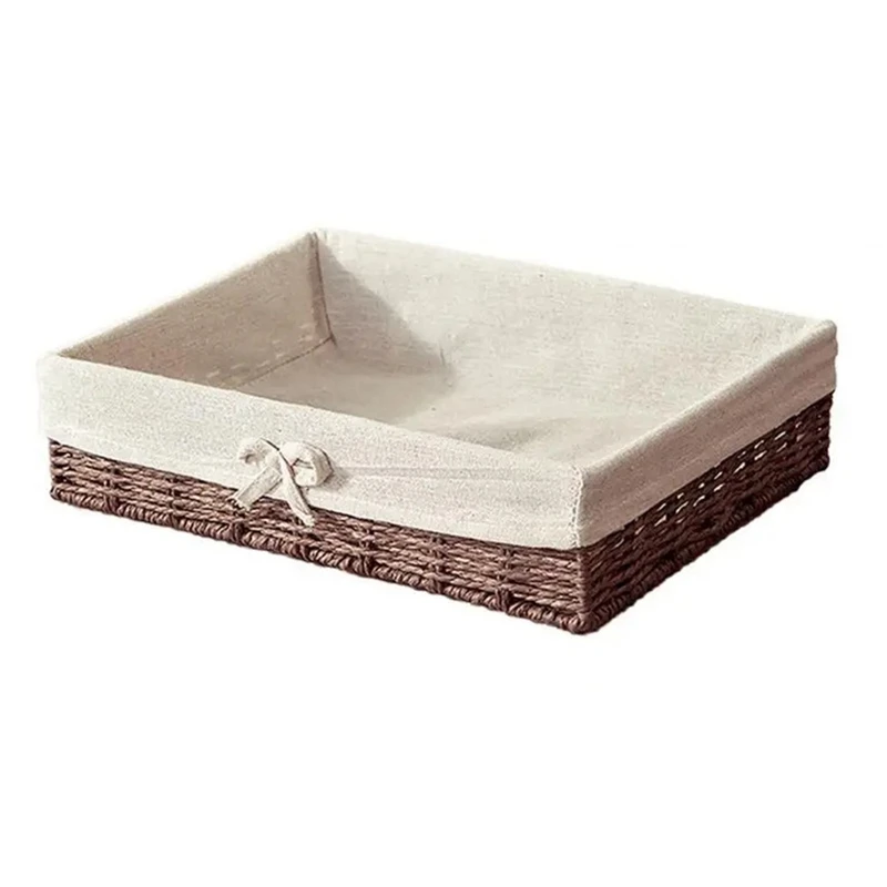 Cestas tecidas do piquenique para o armazenamento, placa do pão, corda de papel, pastelaria, almoço, aperitivo, pequeno-almoço, novo