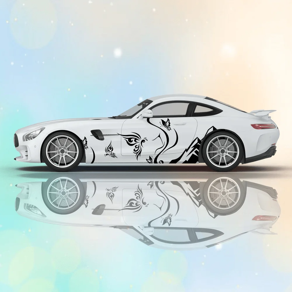 

Виниловая наклейка с цветком розы и бабочкой для автомобиля, самоклеящаяся наклейка из ПВХ, подходит для грузовиков, внедорожников, декора, автоаксессуары, подарок