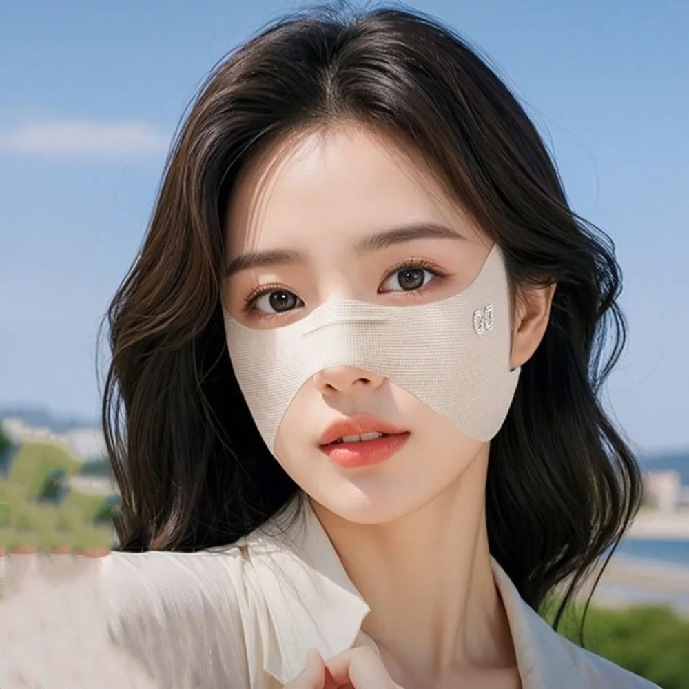 

Summer Elastic Ice Silk Mask Thin UV Protection Golf Face Mask Sunscreen Veil Solid Color Sunscreen Eye Patches Riding
