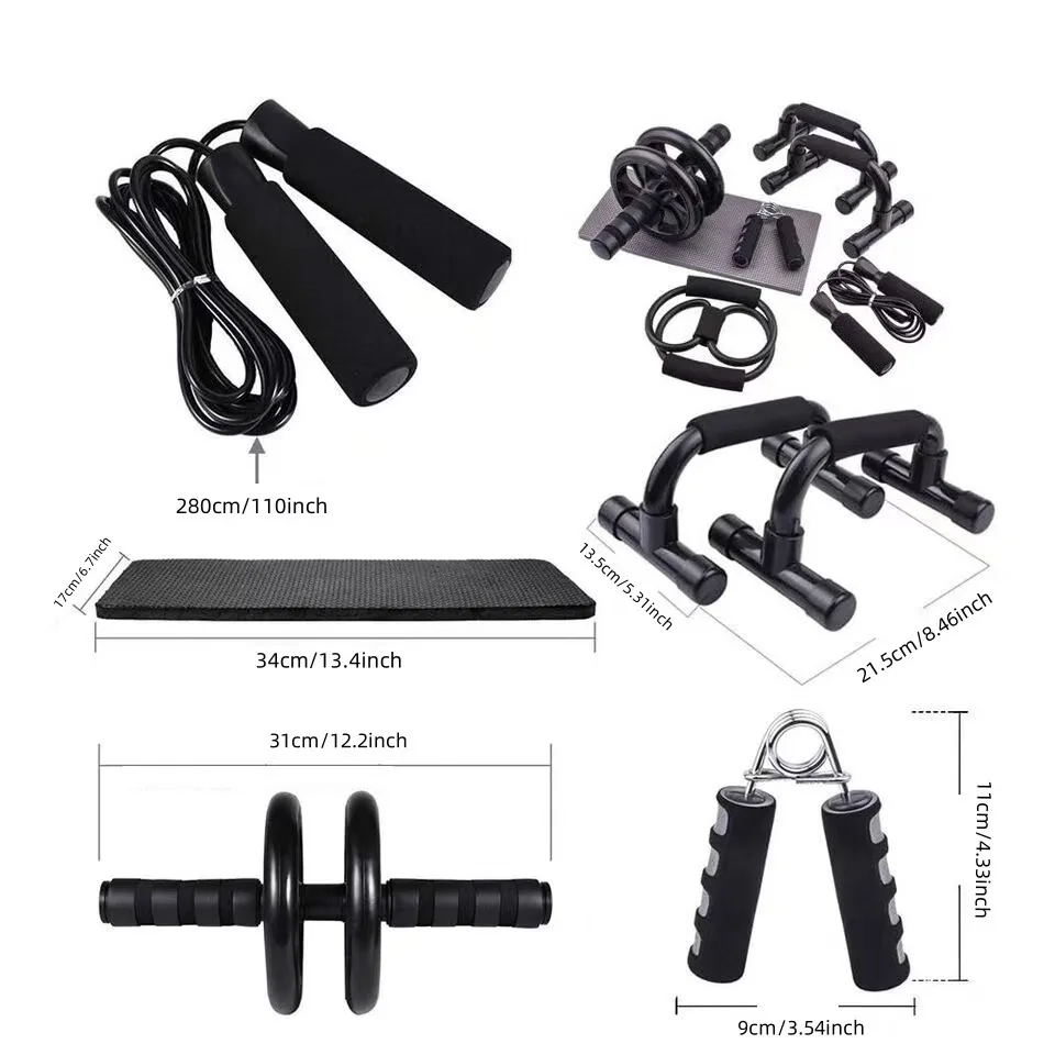 Multifunctional Ab Wheel Roller Push Up Combo 7PCS Fitness Set Home Workout Equipment for Abs Chest Arm Core Training