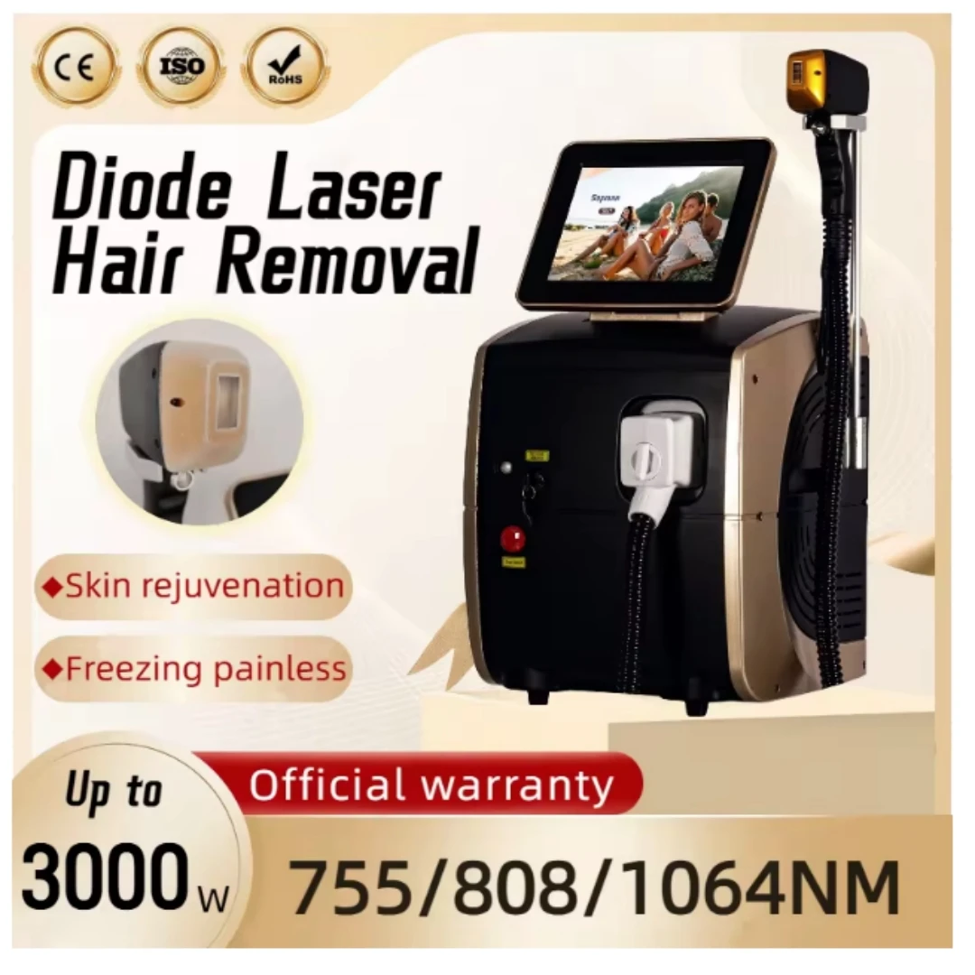 

2026 Latest Portable 808nm Diode Hair Removal Machine Ice Titanium 4 Wavelength 3000W Painless Permanent Hair Removal Device