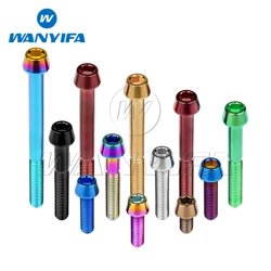 Wanyifa Titanium Bolt M6x 10 15 16 18 20 25 30 35 40 45 50 55 60 65mm Taper Head Allen Key Screw for Bicycle Headset Brake Bolt