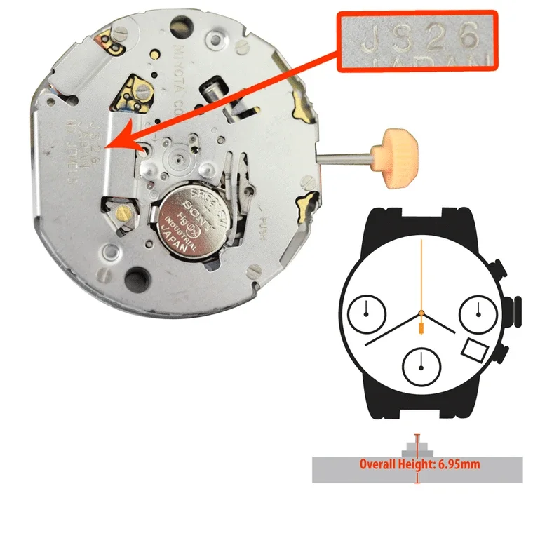 Miyota JS26 Movement Small Second Chronograph｜Movements Size 12 1/2’’’ Height 4.30mm Accuracy ±20 sec per month