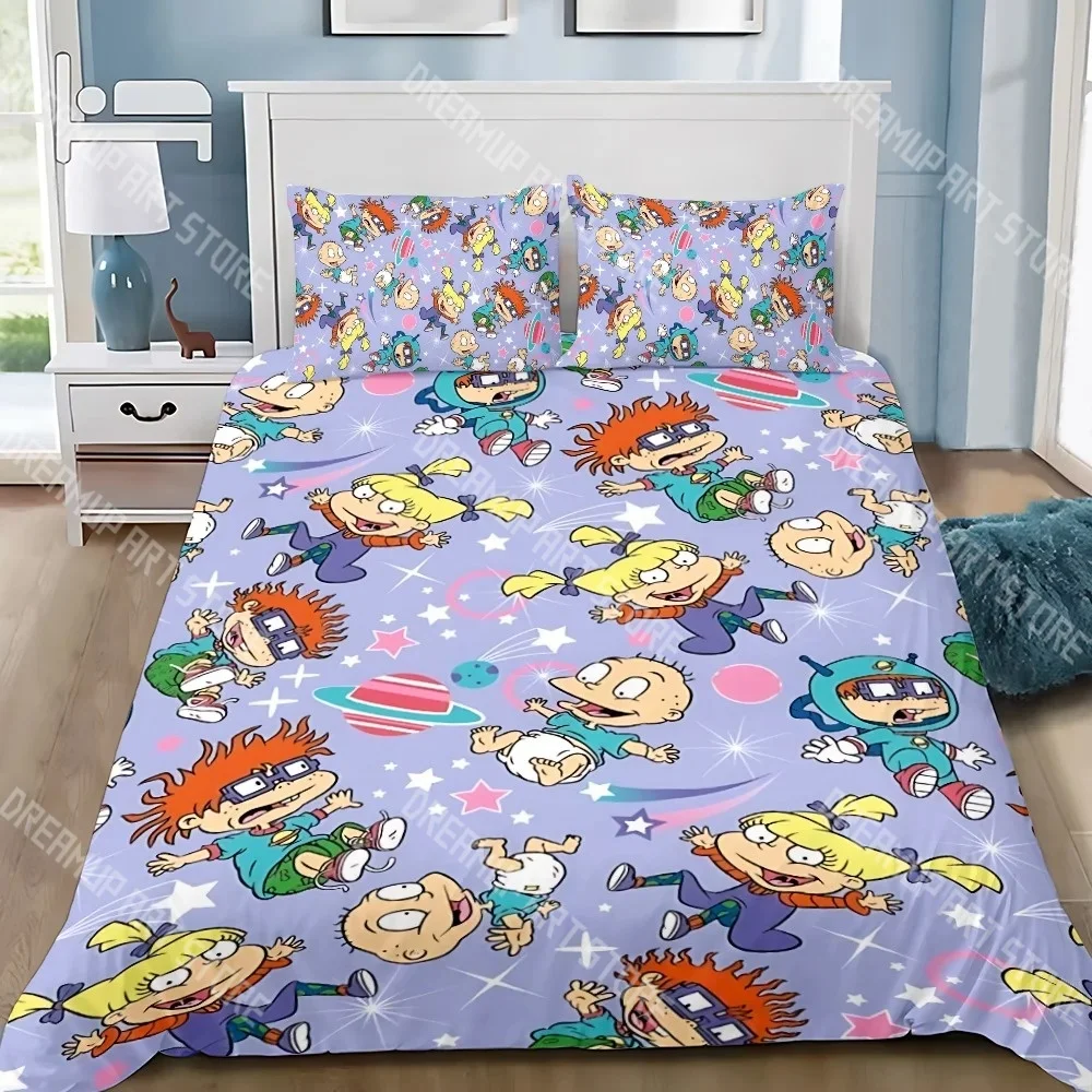 Fashion Cartoon R-Rugrats Anime Bedding Set Single Twin Full Queen King Size Bed Set Kids Bedroom Duvetcover Sets Bed Sheet Set