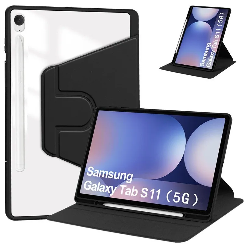 

360 Rotation Acrylic Hard Case for Samsung Galaxy Tab S11 5G 2025 SM-X730 X736 11 inch with Pencil Holder