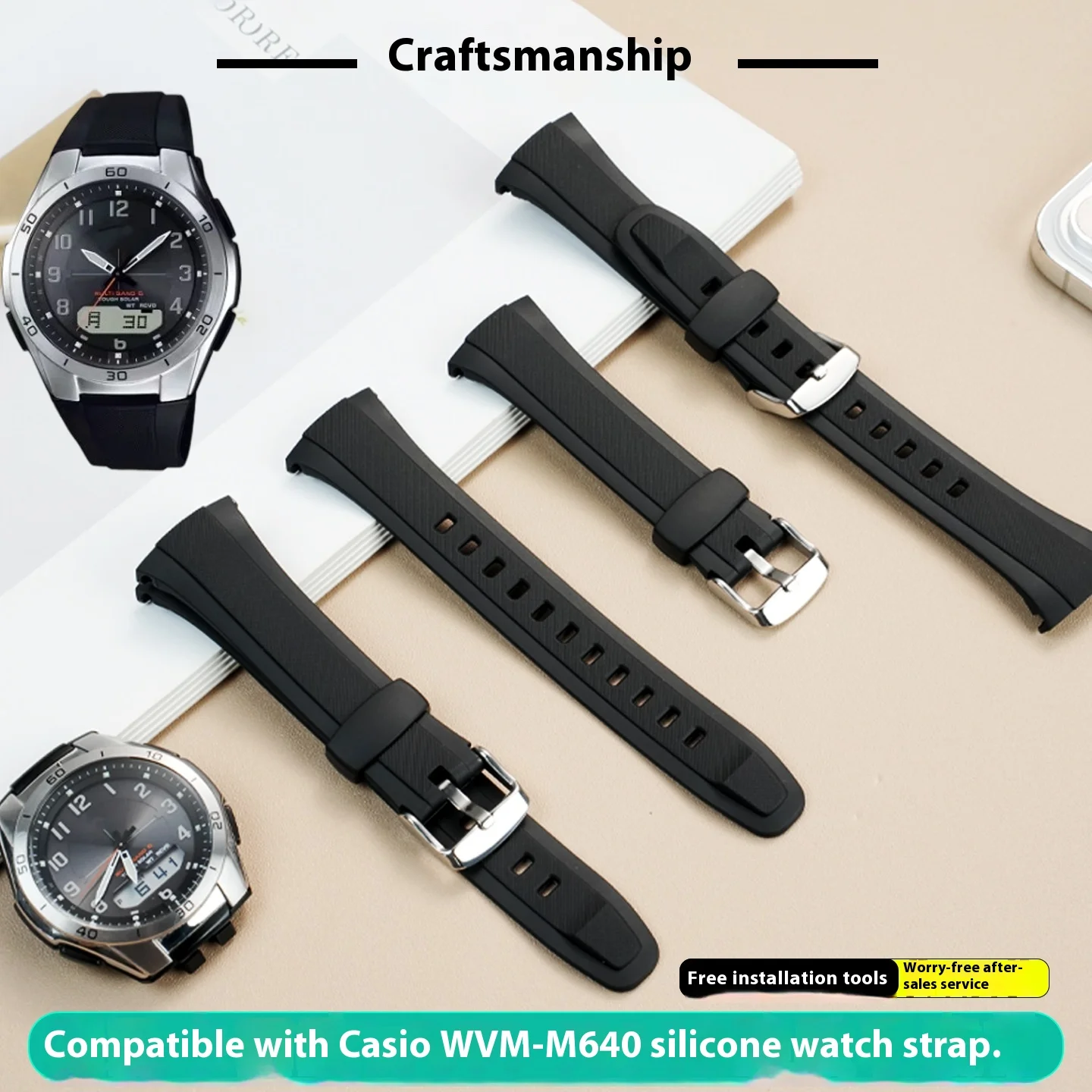 

Silicone Watch Strap For Casio WVA-M640/M650/WVQ-M410 Silicone Watchband Waterproof Strap Men's and Women's Bracelet Accessories