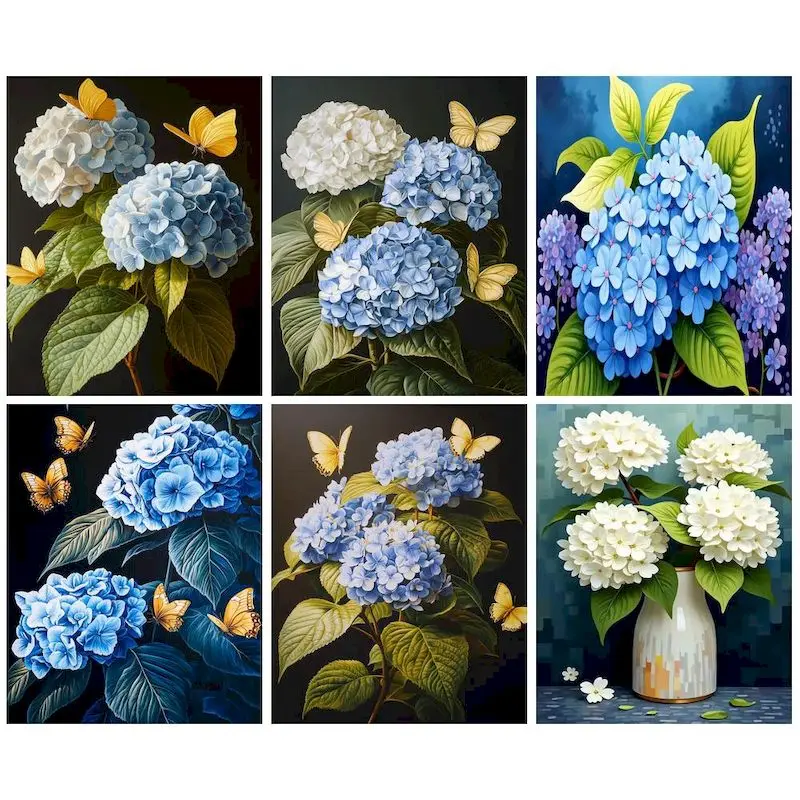 

GATYZTORY Modern Diy Painting By Numbers 40x50cm Kit Hydrangea Coloring By Numbers Handwork For Unique Gift Handicrafts