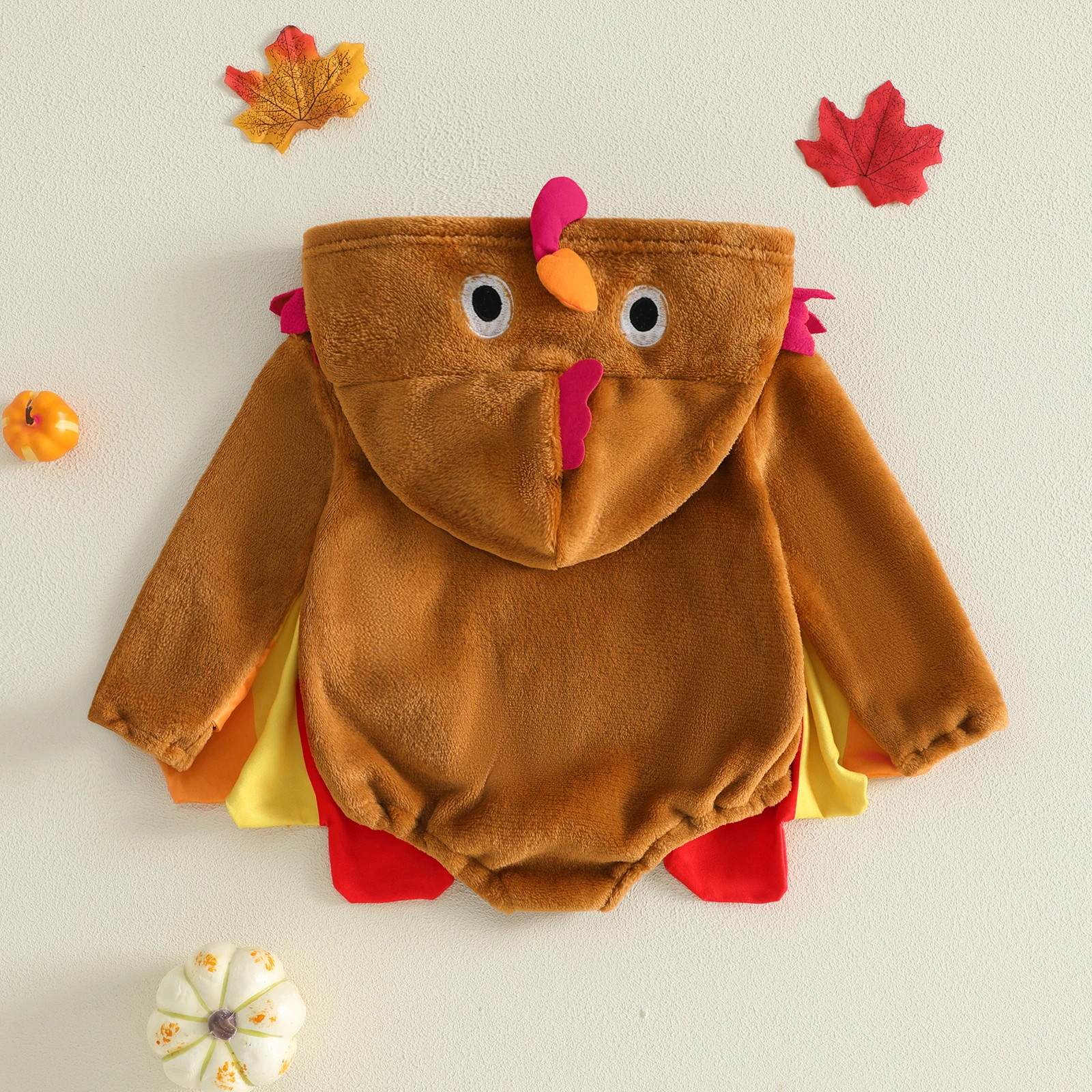 0-18M Baby Halloween Thanksgiving Turkey Costume Infant Girl Boy Long Sleeve Hooded Romper Outfits