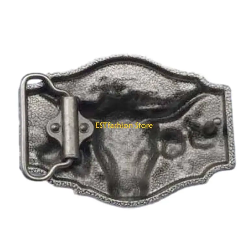 مشبك منحوت بنمط رأس الثور Y5GC، إكسسوارات حزام رجالي #4