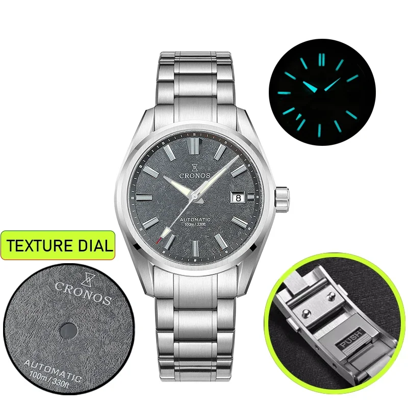 Cronos New 39mm Texture Luxury Men Business Dress Watches Miyota
