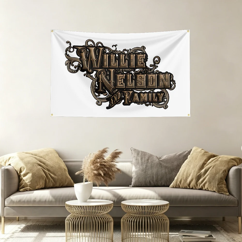 Willie Nelson Music Flag Banner Vivid Color Fade Resistant With Metal Grommets Outdoor Garden Yard Indoor Dorm Room Wall Hanging