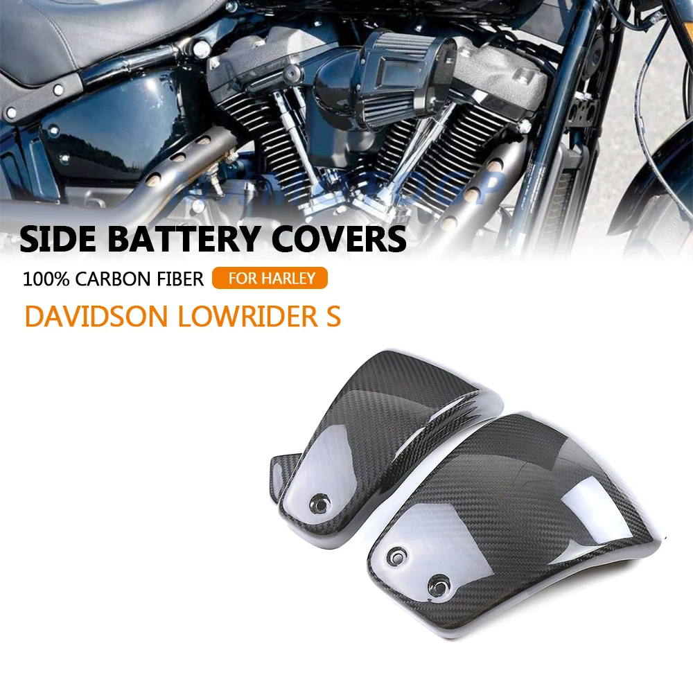 For Harley Davidson Lowrider S 2022 2023 100% Carbon Fiber Side Battery Covers Frame Guard Panel Fairings Motorcycle Accessories