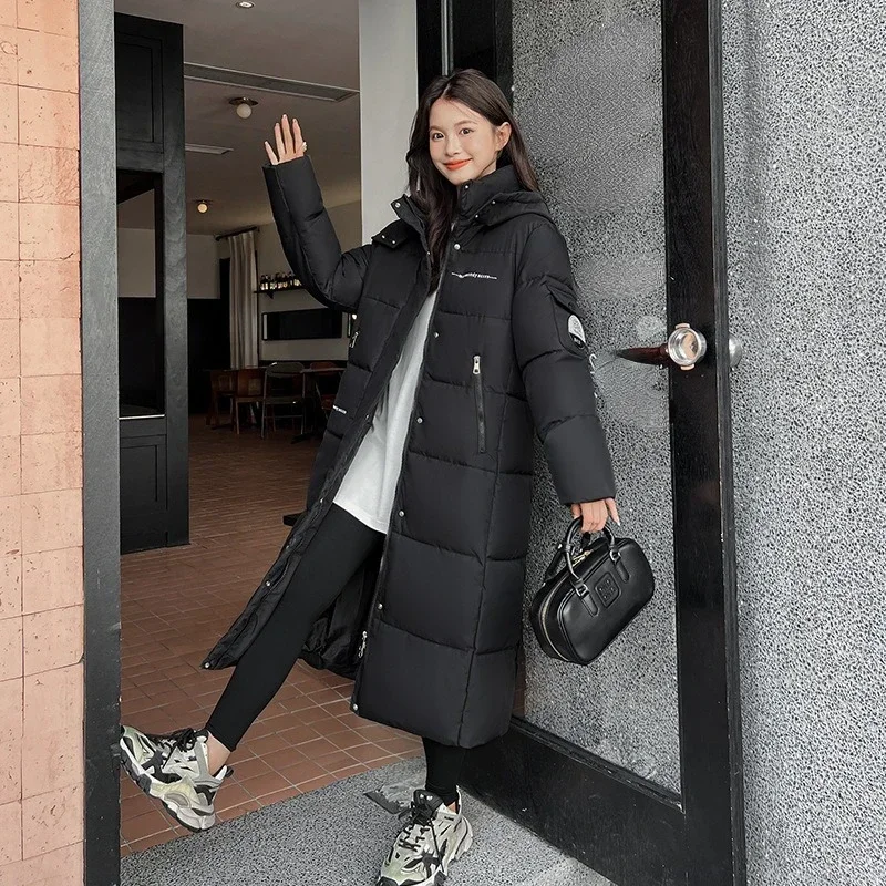 جاكيت نسائي طويل فضفاض وسميك من القطن بطول الركبة ، جاكيت كاجوال عصري ، نسخة كورية ، جديد ، شتاء ،