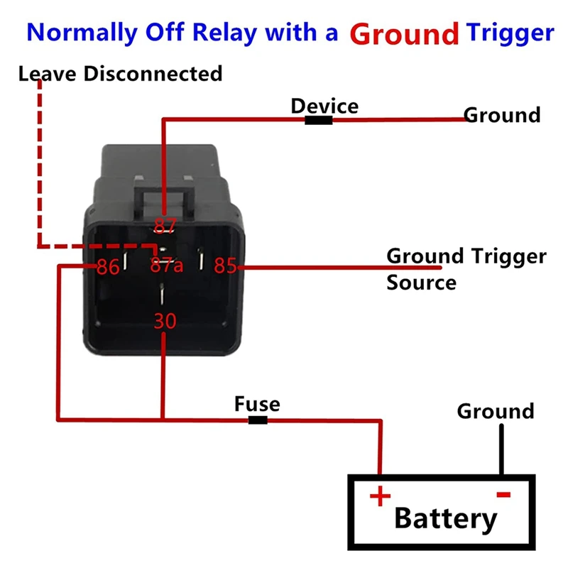 Relay 12V DC 5-PIN Waterproof With Harness 40/30 AMP & Inline Fuse Holder - Heavy Duty 12 AWG Tinned Copper Wires (6)