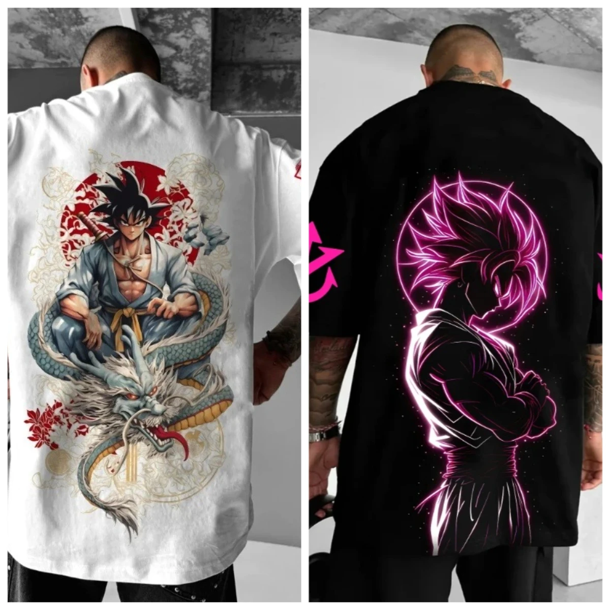 25/26 última novedad de verano caliente Fans de Anime Dragon Ball One Piece Demon Slayer Naruto 3D impreso gran camiseta de calle de moda para hombres