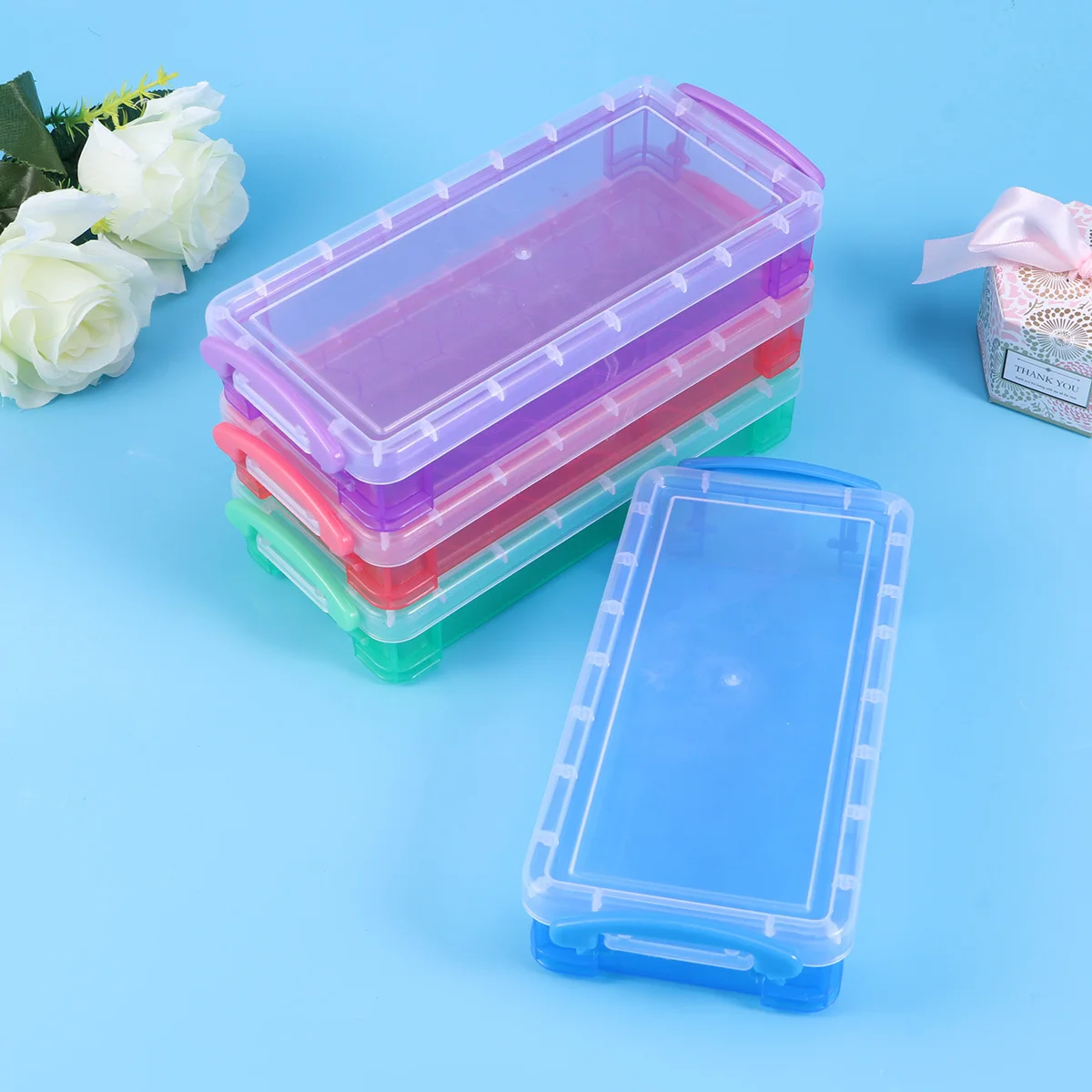 

3Pcs Plastic Pen to Use Durable for Art Supplies Stationery Storage Student Organizer Plastic Pencil Case，pencil Case