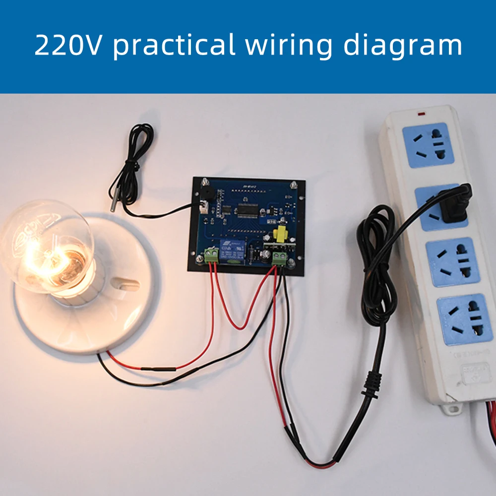 W1412 Microcomputer Digital Thermostat Digital Display Temperature High Precision 0.1℃ Control DC12V/24V/220V Optional Relay Out