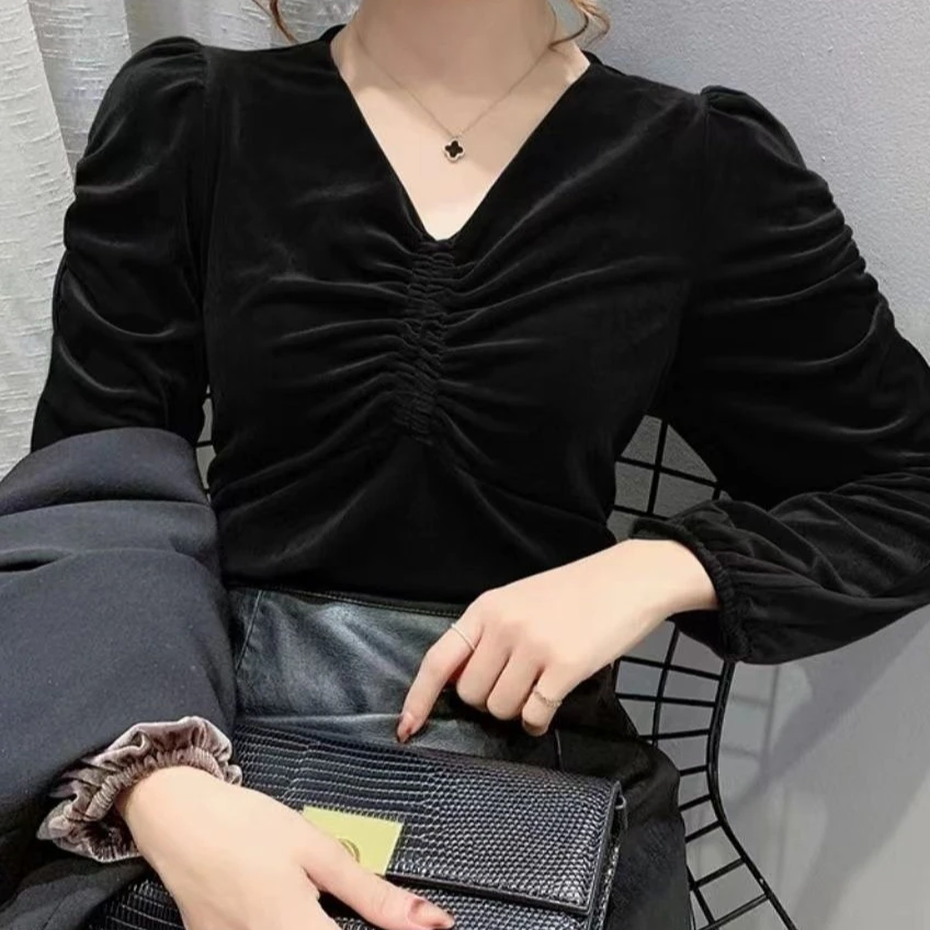 

Женские однотонные плиссированные специальные осенние творческие универсальные повседневные винтажные женские базовые корейские стильные простые нежные TT569