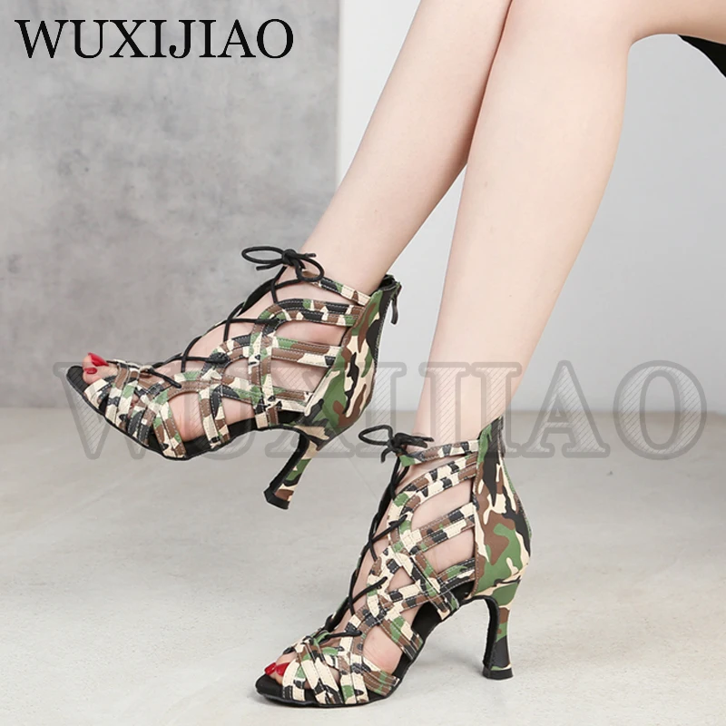 Chaussures de danse latine à talons aiguilles sexy pour femmes, bottes en maille de tango, chaussons de danse de fête pour dames, chaussures de salle de Rhpour salsa