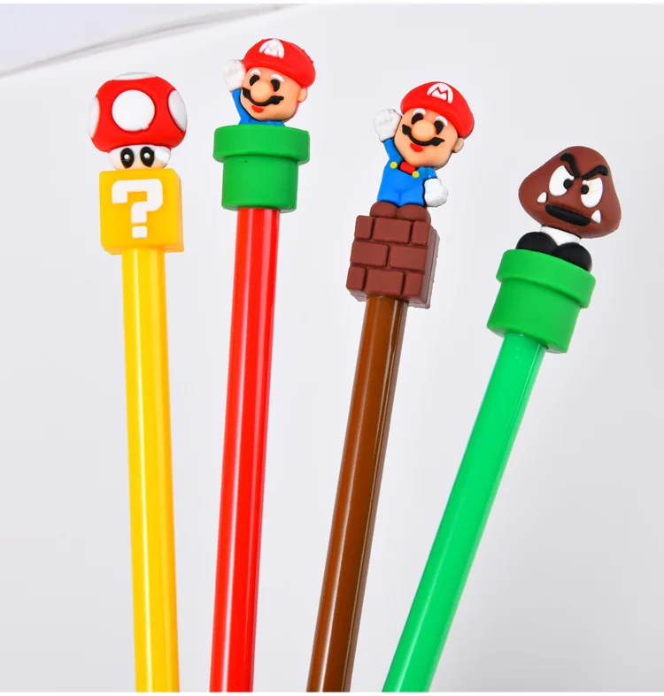 Cartoon Mario Neutral Pen Student School Supplies Prize Carbon Pen Black 0.5 Needle Head Fountain Pen Cartoon School Supplies