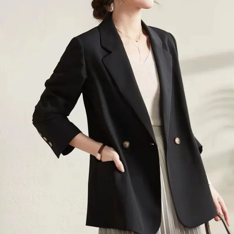 Women 2024 Spring Autumn New Hong Kong Style Lounge Coat Casual Loose Suit  Jacket Design Sense Popular Blazers Outerwear