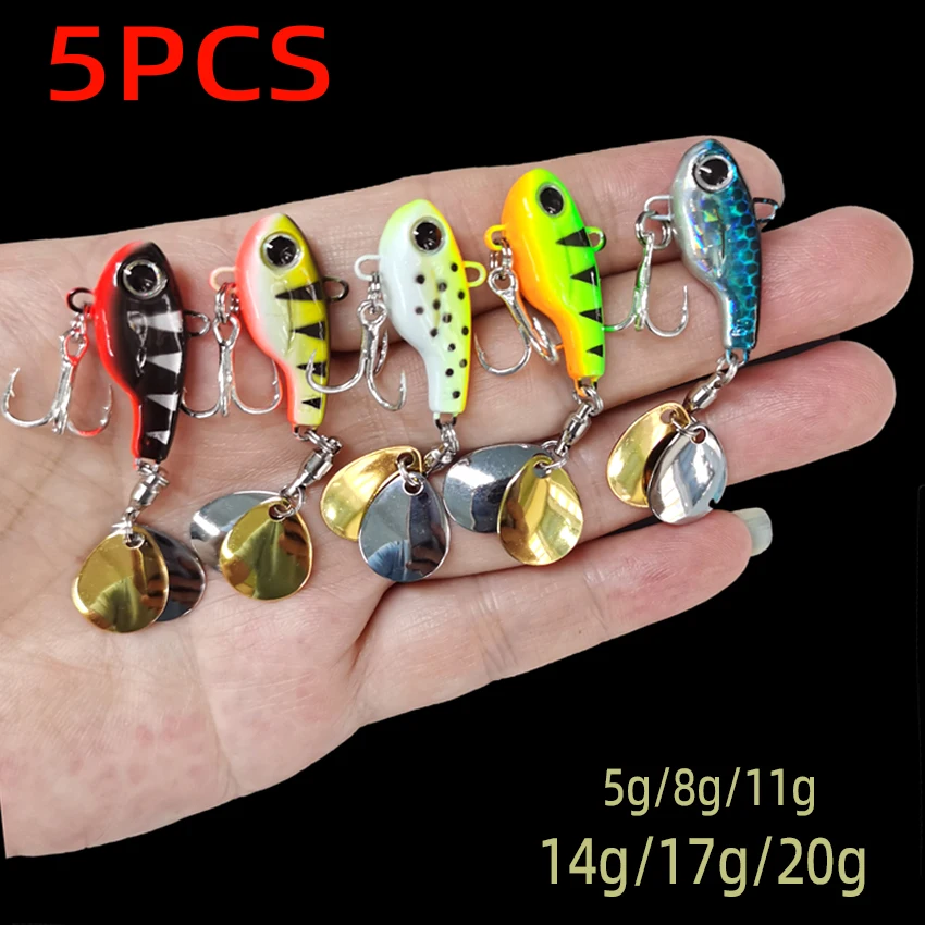 5PCS Neue Metall Mini VIB Mit Löffel Angeln Locken 10g 2,1 cm Angelgerät Pin Crankbait Vibration Spinner sinkende Köder