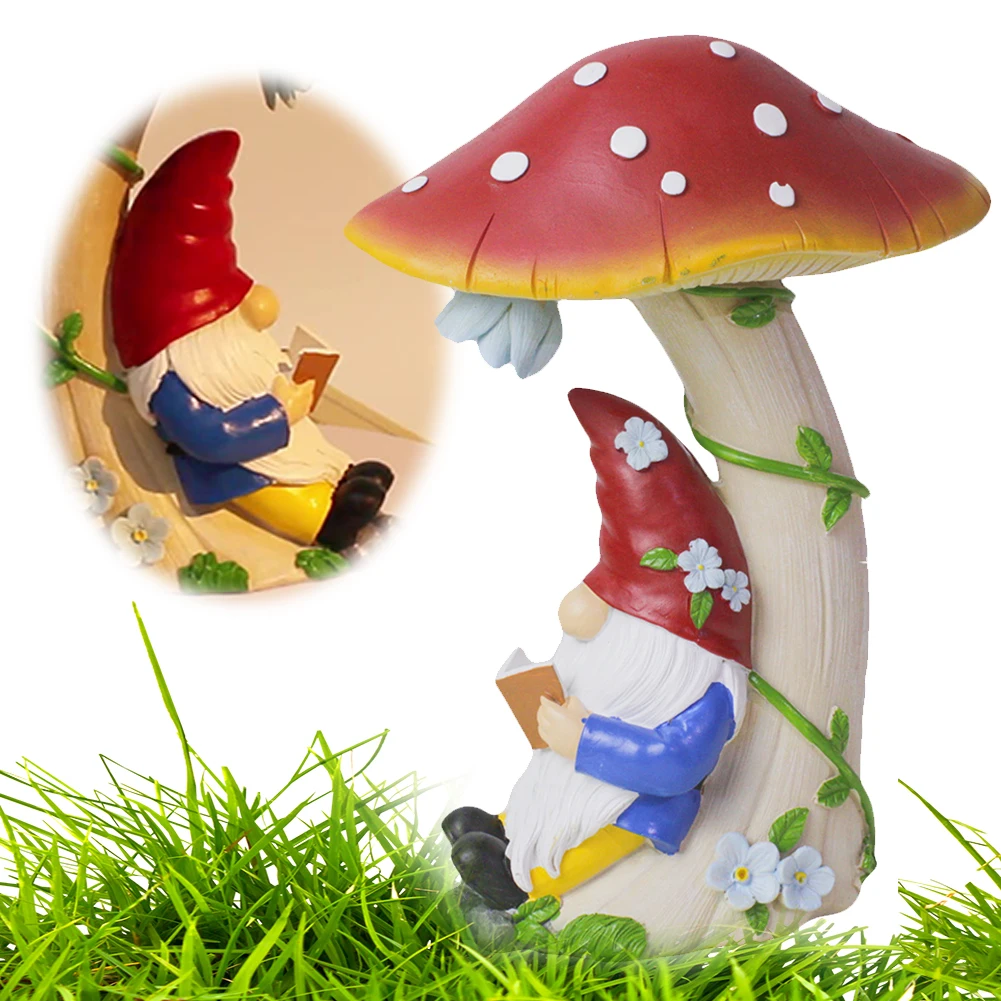 

Solar Mushroom Goblin Light Garden Night Lamp IP65 Waterproof Resin Landscape Lamp Auto On/Off Creative for Housewarming Gifts