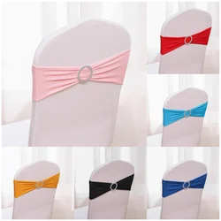 10 Pieces Wedding Decoration Birthday Party Chair Sash Bow Tie Bands Spandex With Round Buckles FIt For Hotel All Banquet Chairs