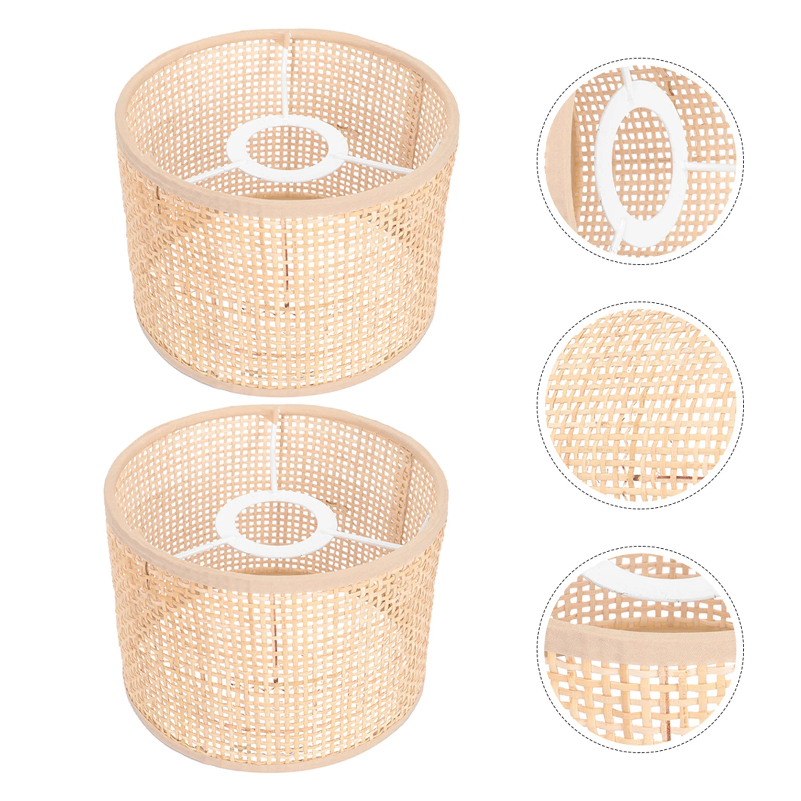 

2Pcs Woven Rattan Lamp Shades Rustic Style Pendant Light Covers Soft Lighting Decorative Ceiling Lamp Shades Woven Lampshade