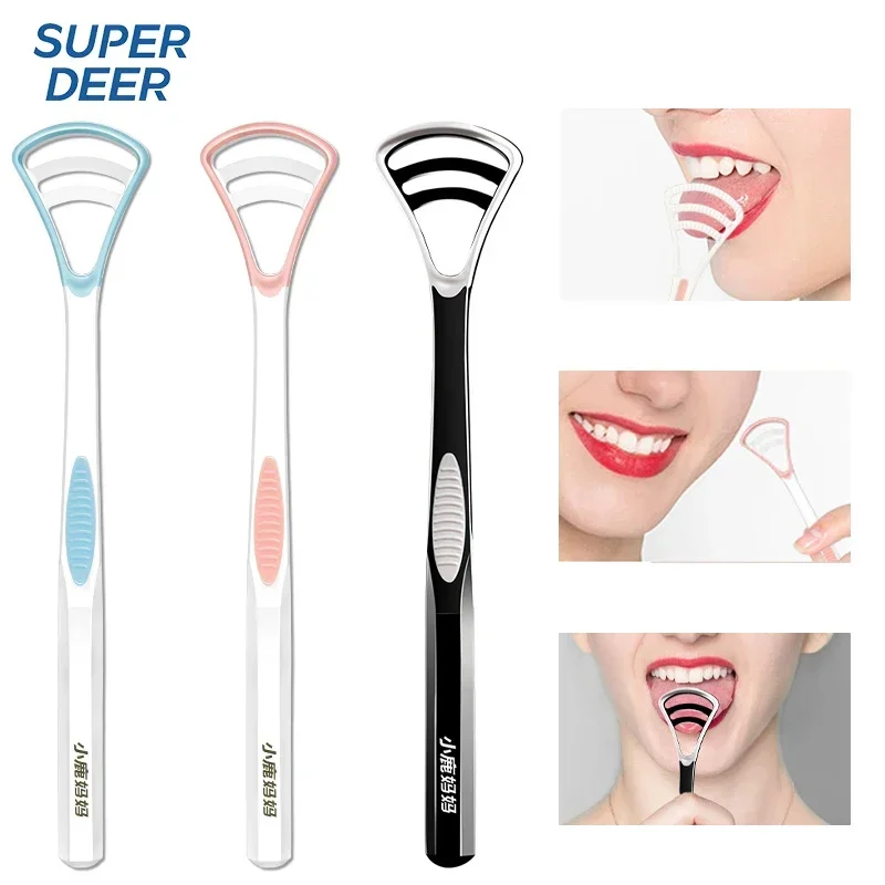 Super Deer Silicone Tongue Scraper 1Pcs Macaron Color Tonger Brush Cleaning Tools Toothbrush Oral Care Fresh Breath Safe Clean