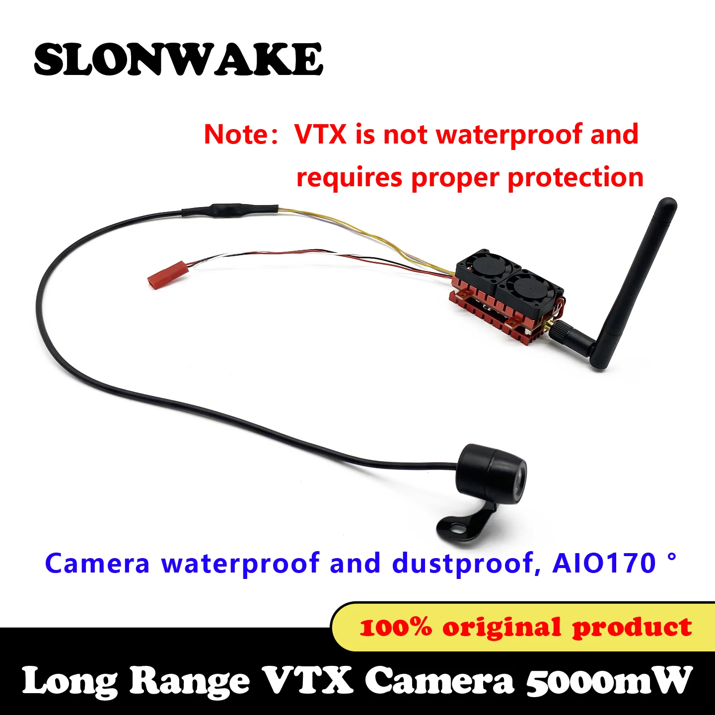 Long Range 5.8G 48CH 5W FPV Wireless Transmitter 5000mW adjustable VTX and waterproof Car-mounted camera AIO 170° for RC Drone