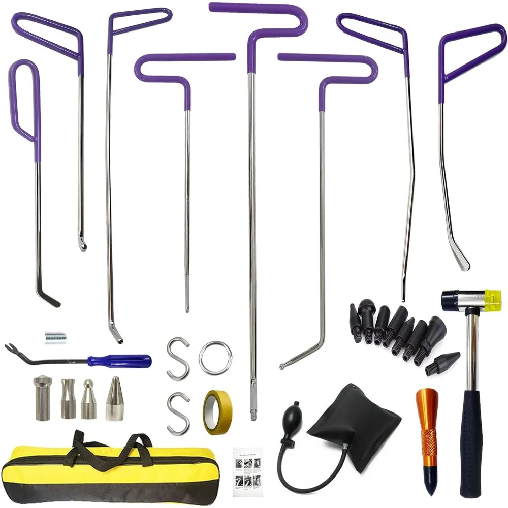 

Rods 30Pcs Paintless Dent Repair Rods Kit, Professional Manganese Steel Hail Dent Removal Tool for Door Dings & Minor Dents