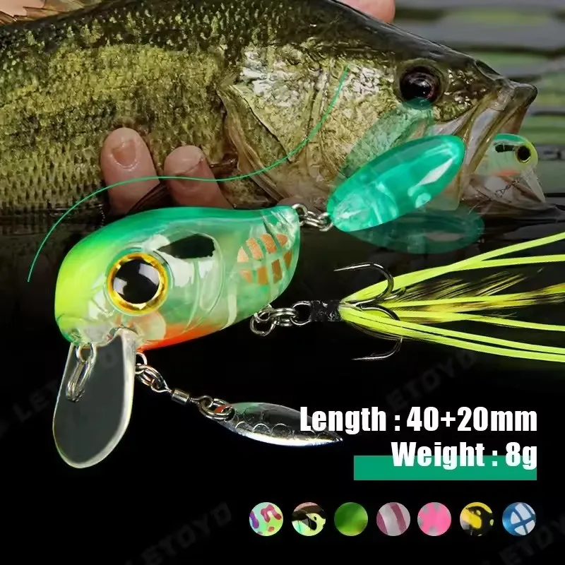 

Topwater Crankbaits 8g Fishing Lures with Spinner Wobblers Rotating Glitter Artificial Hard Baits Freshwater Bass Lures Tackle