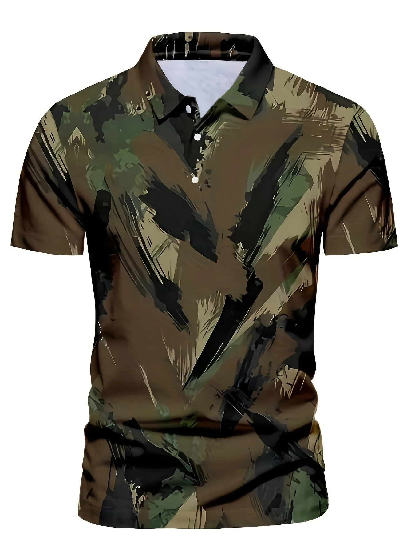 2026 Summer New Style Men's Short-Sleeved Polo Shirt with 3D Camo Pattern Print Street Casual Fashion Comfortable and Soft