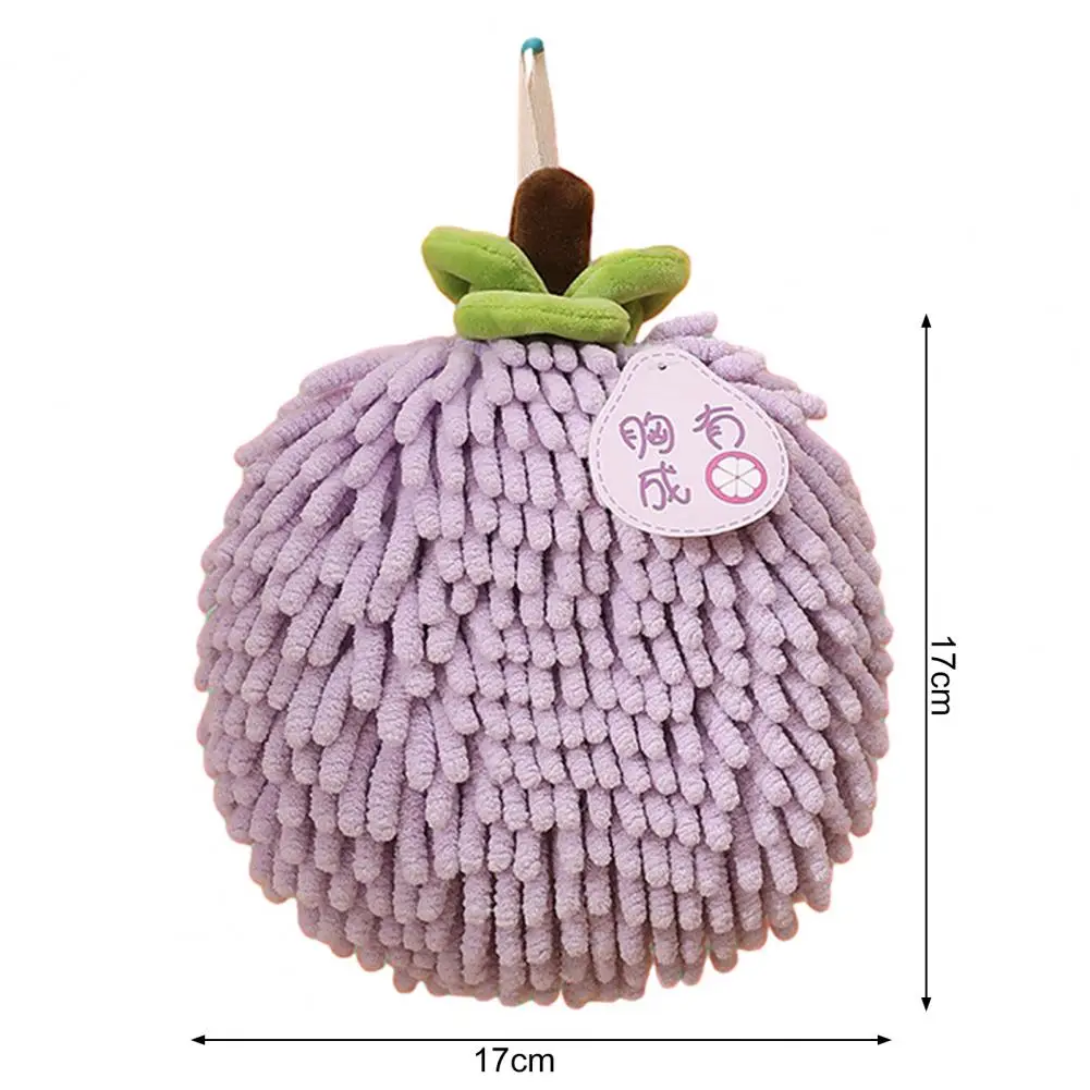 Round Hand Towel Chenille Hand Towel with Persimmon Design Super Absorbent Soft Bathroom Kitchen Hanging Loop Towel Quick Drying