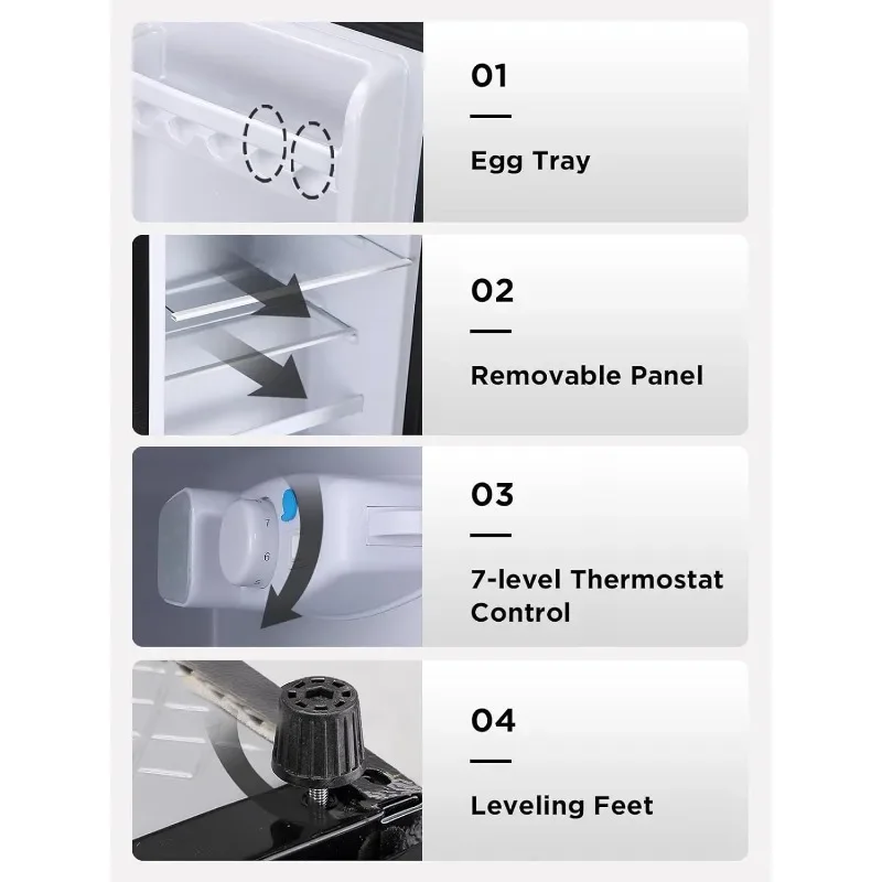 3.5 Cu.Ft Compact Refrigerator with Freezer, Mini Fridge with 2 Doors for Office, Kitchen, Dorm and Bedroom, Small Fridge lack