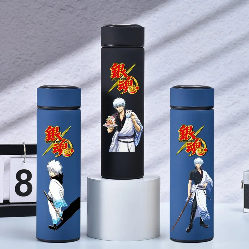 Insulated Bottle Gintama 500ML Student Anime Cartoon Sakata Gintoki Matte Adult Office Double Layer Stainless Steel Vacuum Cup