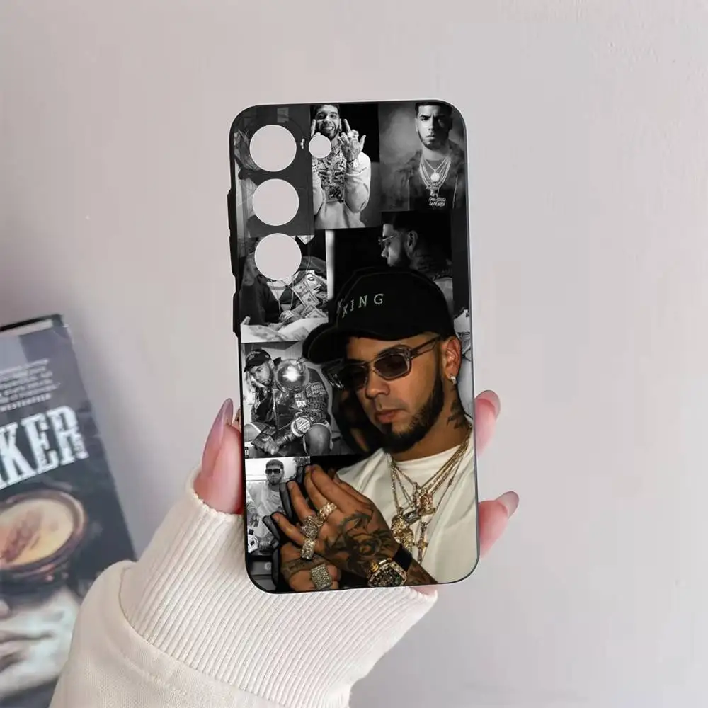 Capa de telefone real Rapper A-Anuel AA para Samsung Galaxy A73,72,51,53,52,71,22,5G,Note,J7,8,9 Capa preta macia