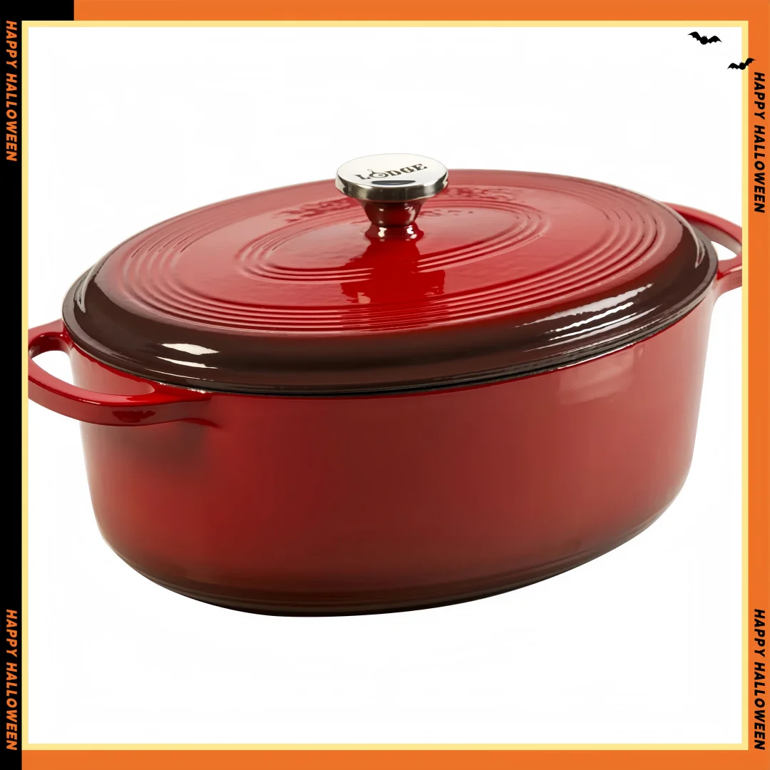 

Cast Iron Enameled Dutch Oven, 7Qt Red｜Braise, Bake, Roast, Sauté｜Oven Safe 500°F｜Stove-to-Oven, Easy Clean