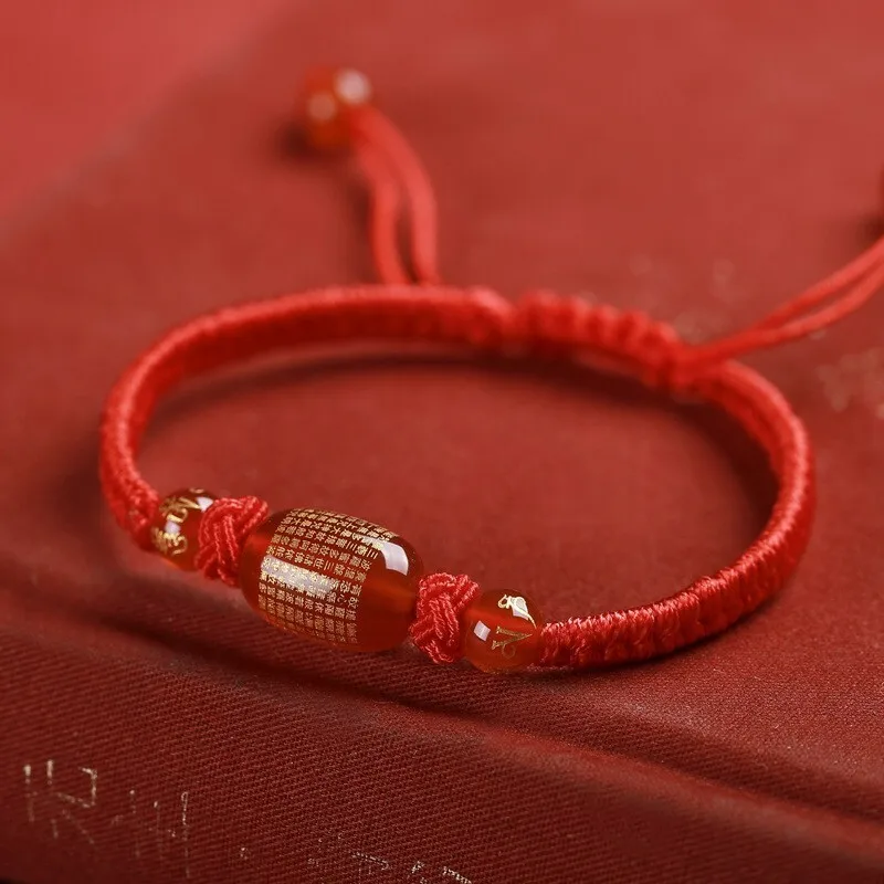 

2025 Women Lucky Bead Snake Year Agate Tai Sui Red String Men Couple Zodiac Bracelet HandString